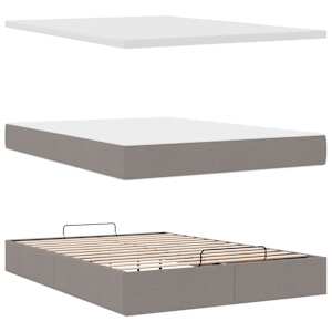 Osmanská postel s matrací & LED Taupe 140x190 cm Látka - obrázek 9