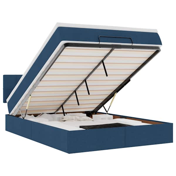 vidaXL ottomani voodi madratsita ja LED, sinine, 140x190 cm, kangas