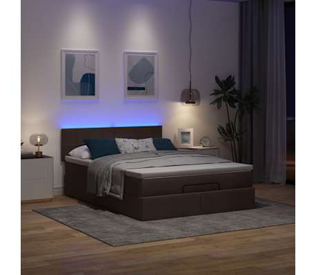 VidaXL Cadre de lit ottoman avec matelas marron fonc&eacute; 140x200 cm tissu