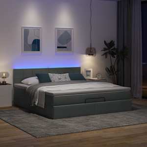 Osmanský rám postele s matrací tmavě šedá 160x200cm textil - obrázek 3