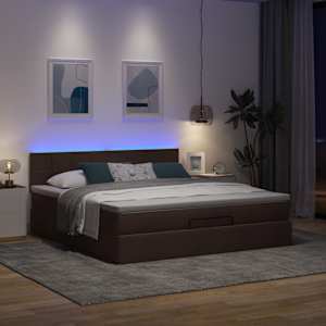 Osmanský rám postele s matrací tmavě hnědá 160x200cm textil - obrázek 3