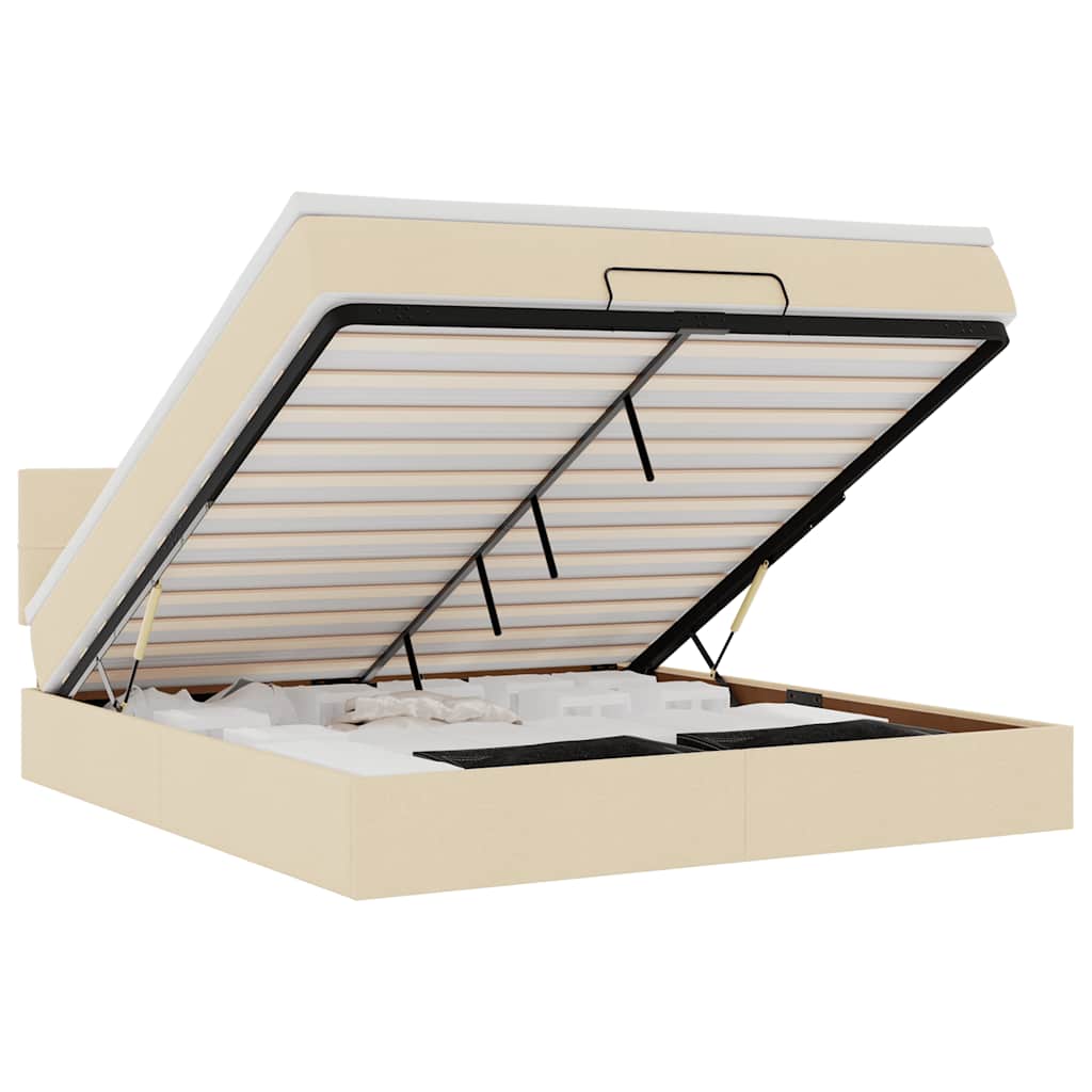 Thumbnail - vidaXL Ottoman-Bett mit Matratze & LEDs Creme 160x200 cm Stoff