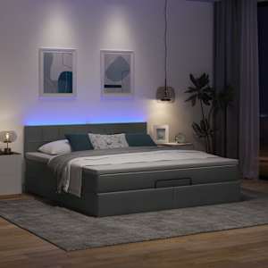 Osmanská postel s matrací & LED tmavě šedá 180x200cm látka - obrázek 3