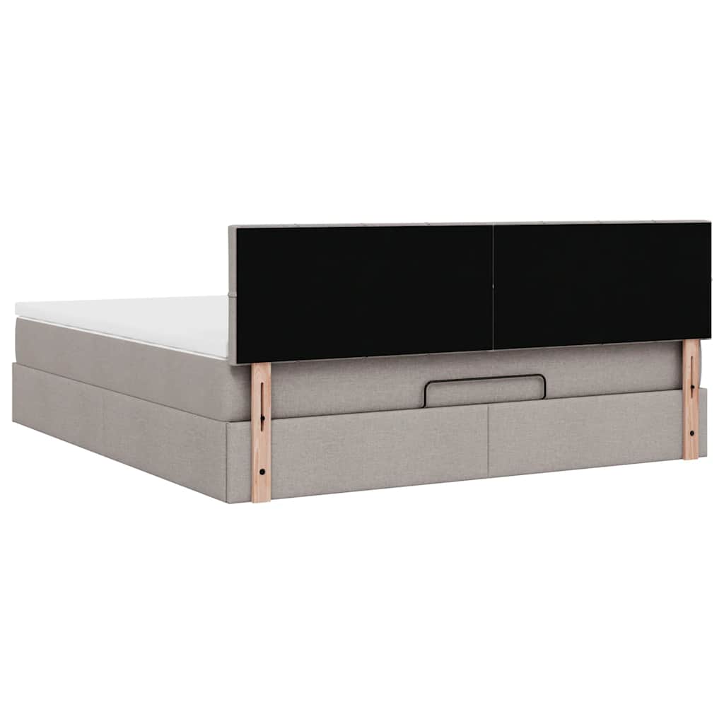 Łóżko otomana z materacem i LED, taupe, 180x200cm, tkanina