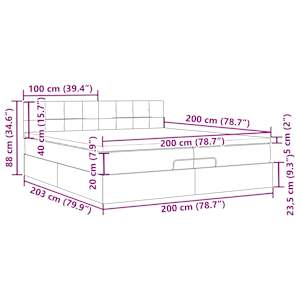 Osmanský rám postele s matrací krémová 200x200cm textil - obrázek 18