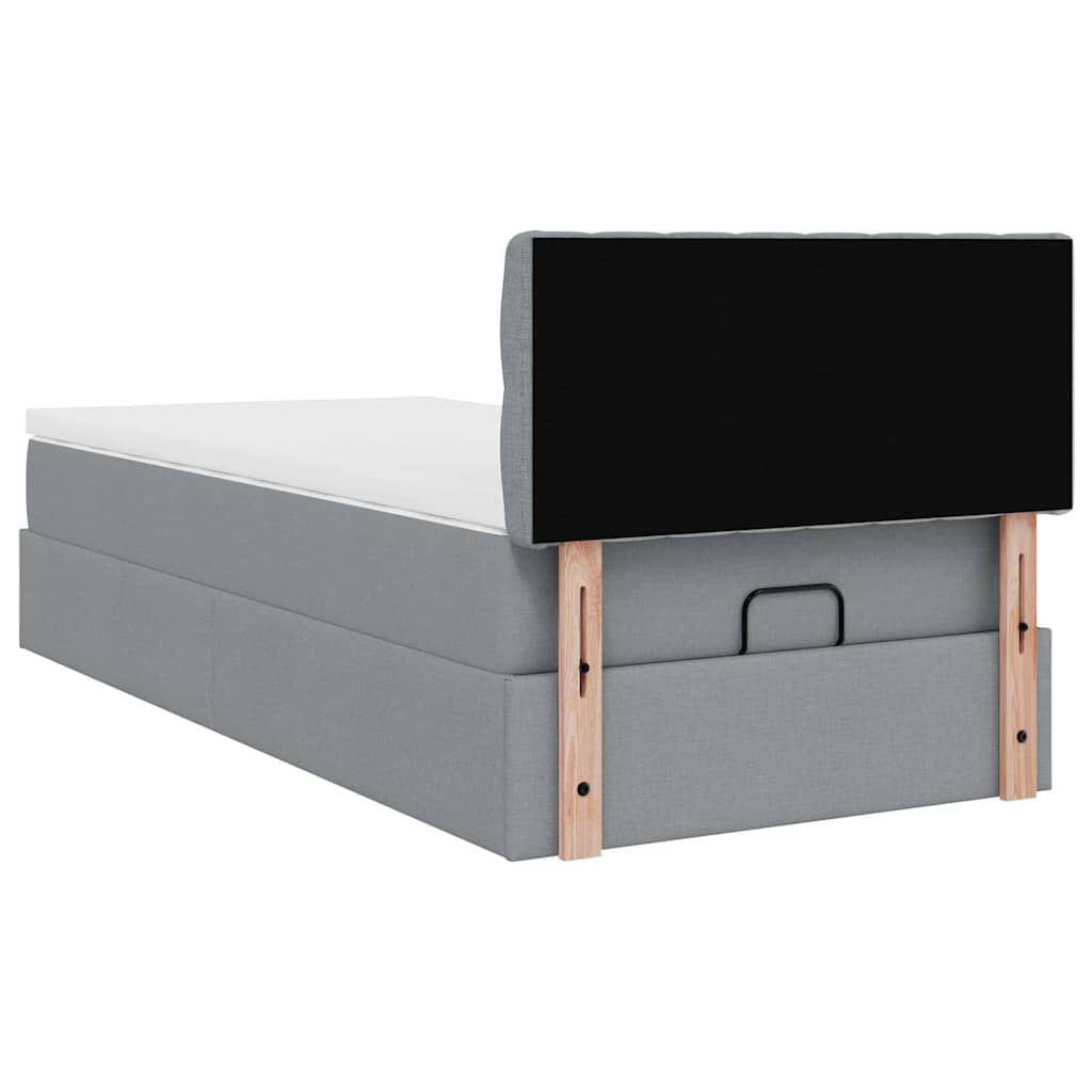 Lit ottoman avec matelas et vendre LED gris clair 80x200cm tissu lit rembourré vidaXL