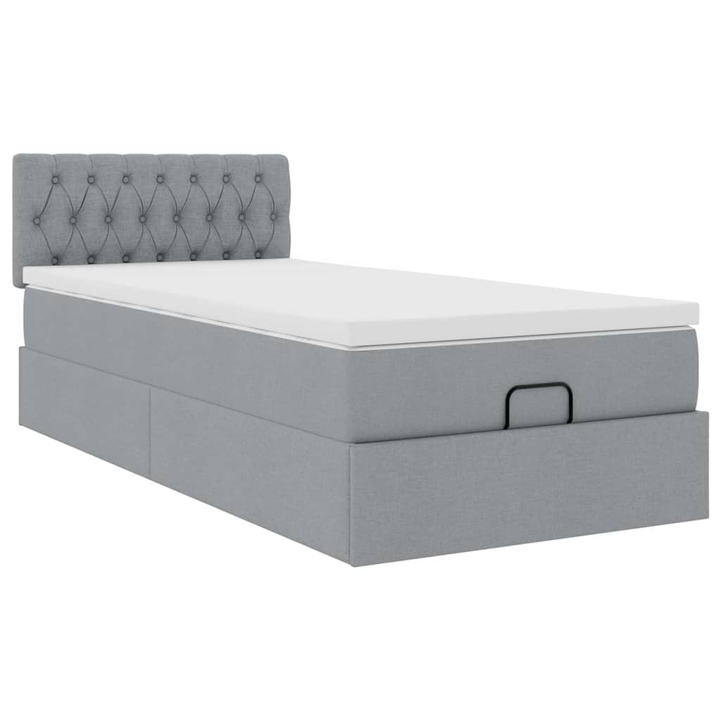 Lit ottoman avec matelas et LED gris clair ventes exceptionnelles 80x200cm tissu lit rembourré vidaXL