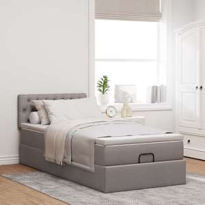 Osmanský rám postele s matrací taupe 80x200cm textil - obrázek 4