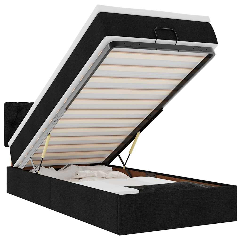 Thumbnail - vidaXL Ottoman-Bett mit Matratze & LEDs Schwarz 90x200 cm Stoff