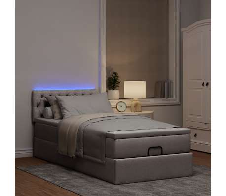 vidaXL Lit ottoman avec matelas taupe 100x200 cm tissu