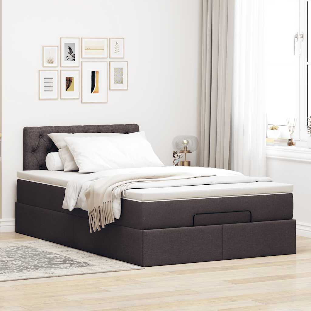 vidaXL Ottoman bed met matras en LED's 120x190 cm stof donkerbruin bruin, foto 4