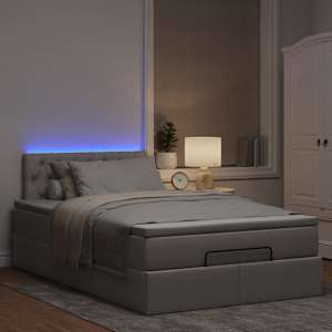 Osmanská postel s matrací & LED taupe 120x190cm látka - obrázek 3