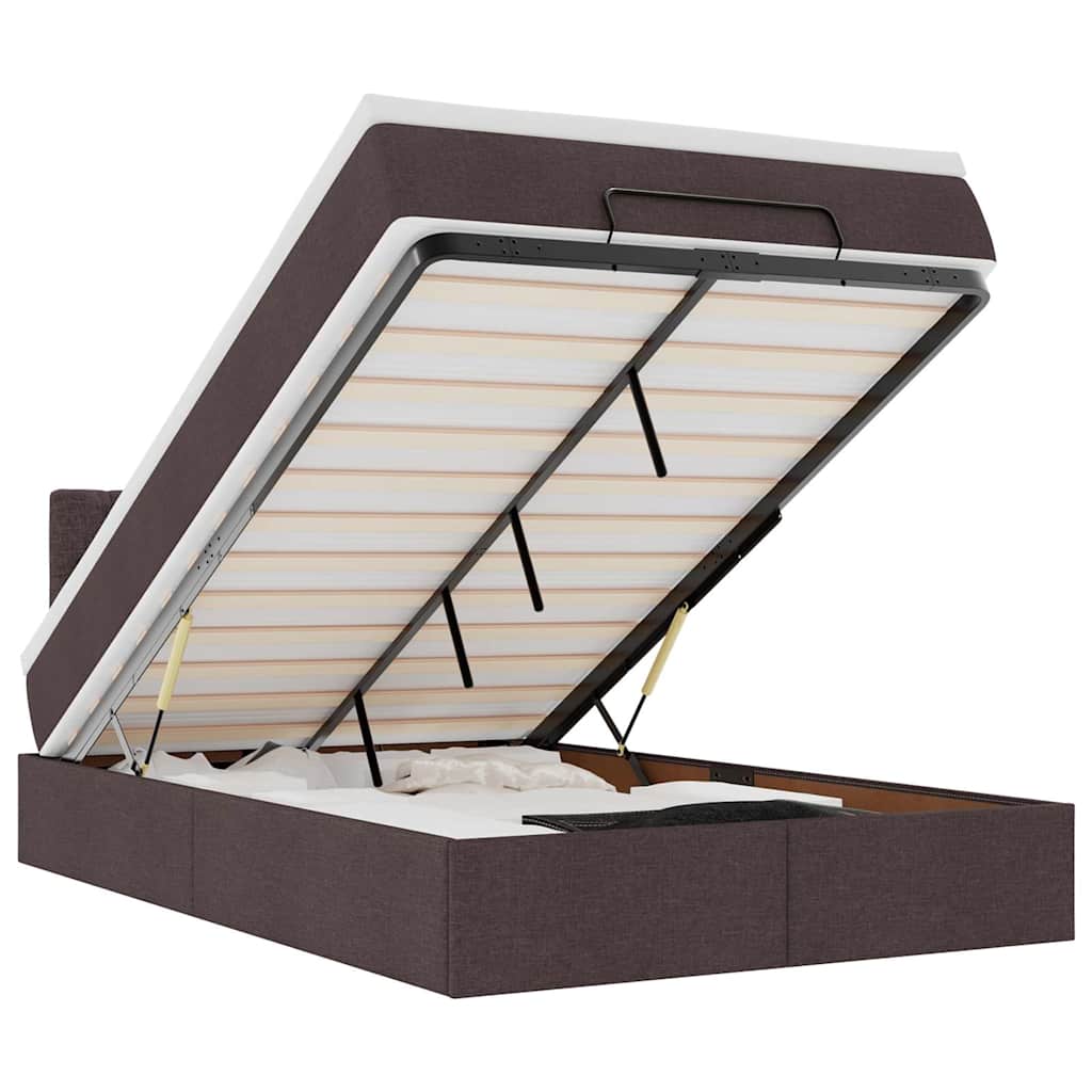 Thumbnail - vidaXL Ottoman-Bett mit Matratze & LEDs Dunkelbraun 120x200 cm Stoff