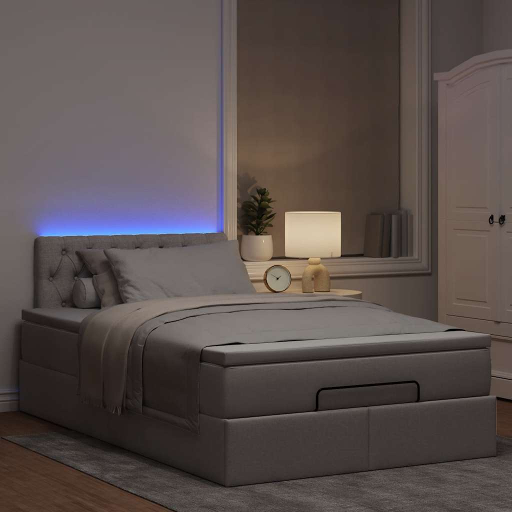 vidaXL Ottoman bed met matras en LED's 120x200cm stof taupe, foto 2