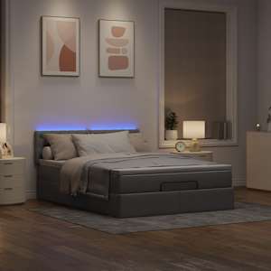 Osmanská postel s matrací & LED Taupe 140x190 cm Látka - obrázek 3
