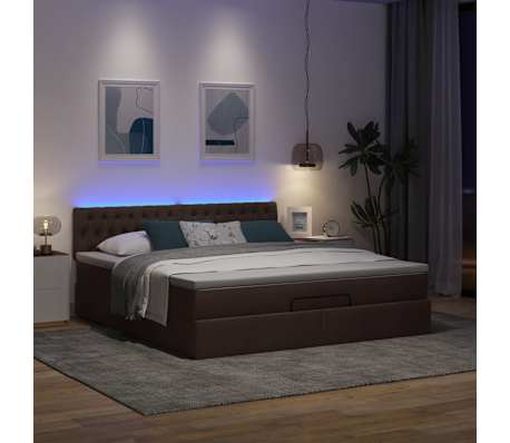 VidaXL Cadre de lit ottoman avec matelas marron fonc&eacute; 160x200 cm tissu