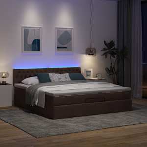 VidaXL Cadre de lit ottoman avec matelas marron fonc&eacute; 160x200 cm tissu