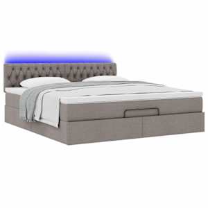 Osmanská postel s matrací & LED taupe 180x200cm látka - obrázek 5