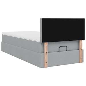 Osmanská postel s matrací & LED světle šedá 80x200cm látka - obrázek 12