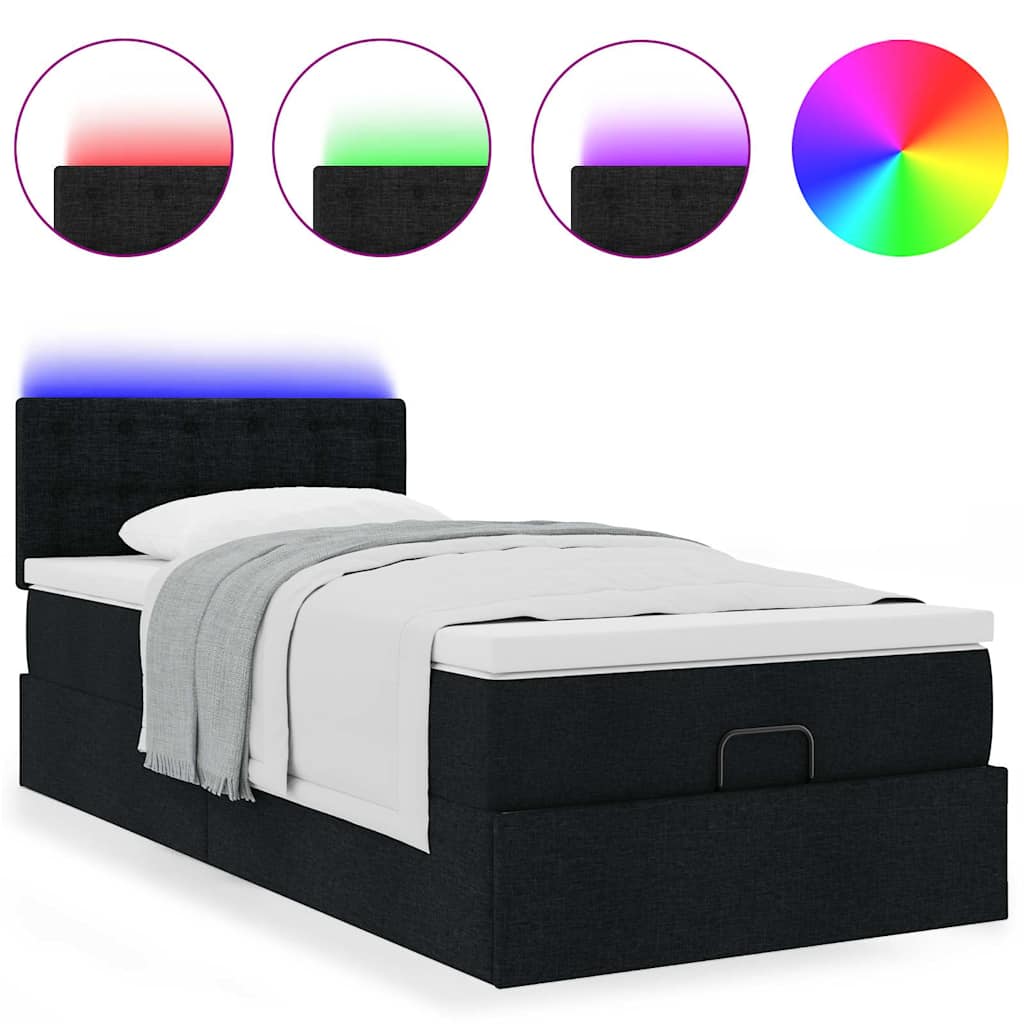 2024 Lit ottoman avec matelas et LED gris clair 80x200cm tissu lit rembourré vidaXL