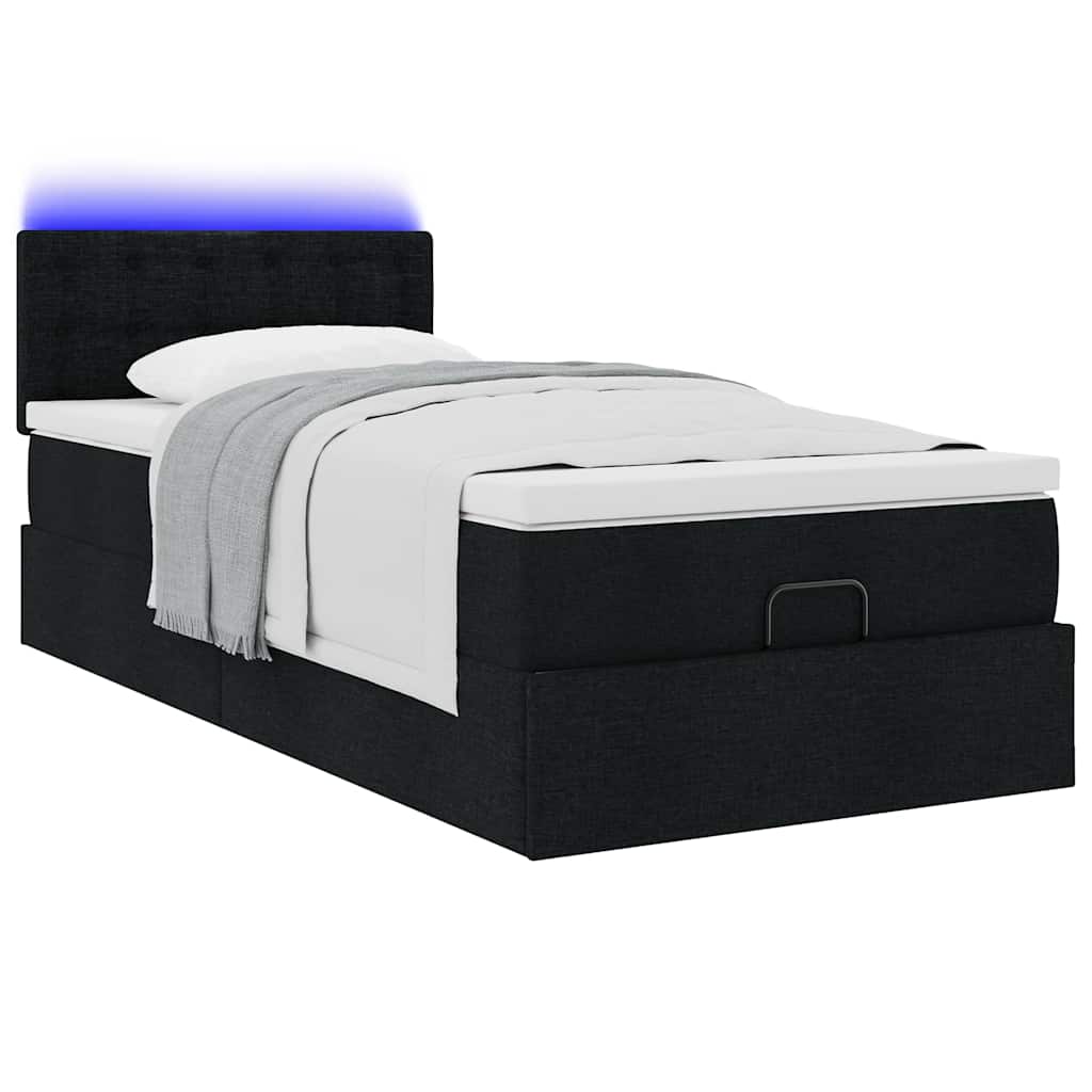 Lit ottoman avec matelas et LED gris clair ventes exceptionnelles 80x200cm tissu lit rembourré vidaXL