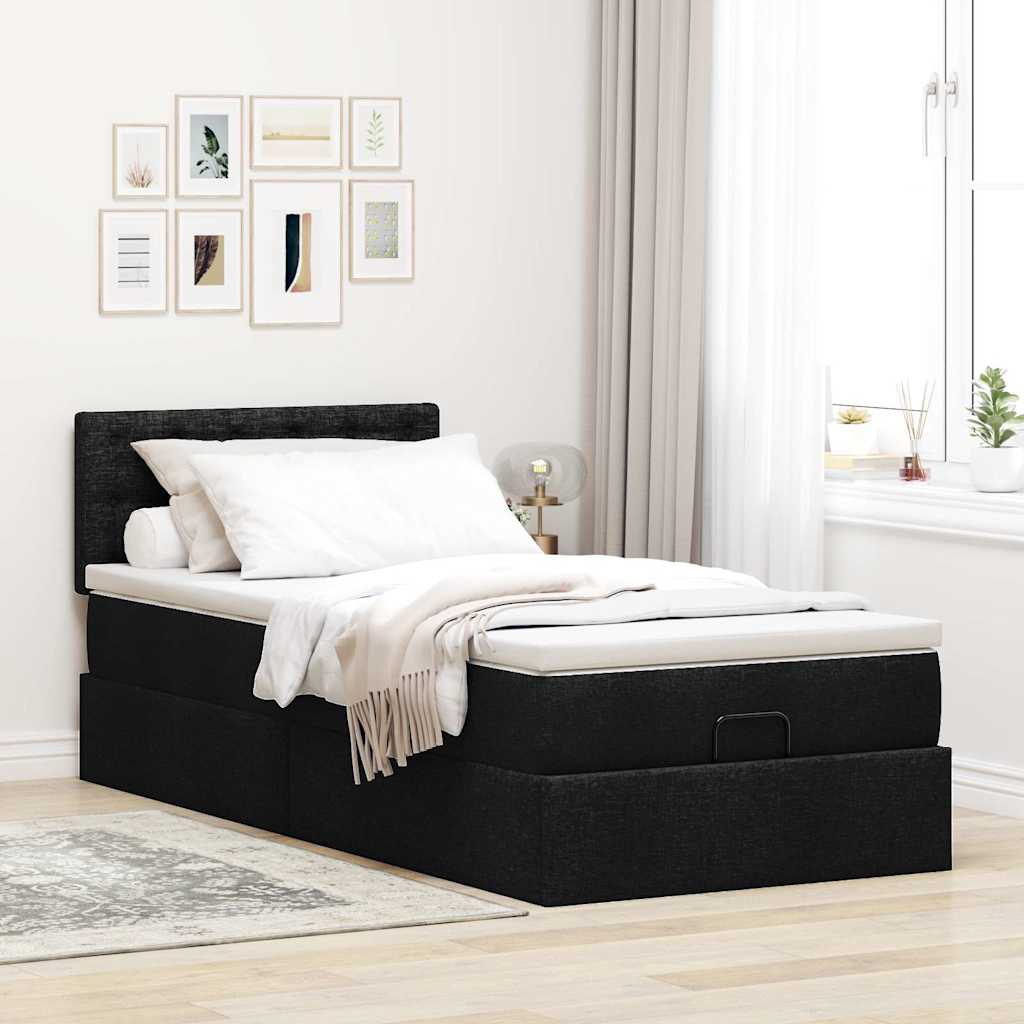 Lit ottoman avec matelas boutiques et LED gris clair 80x200cm tissu lit rembourré vidaXL