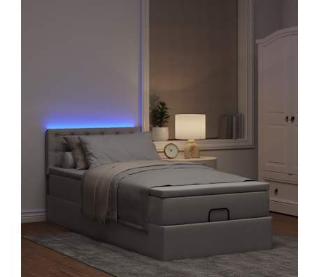 vidaXL Osmaņu gultas rāmis ar matrača pelēkbrūna 100x200 cm audums