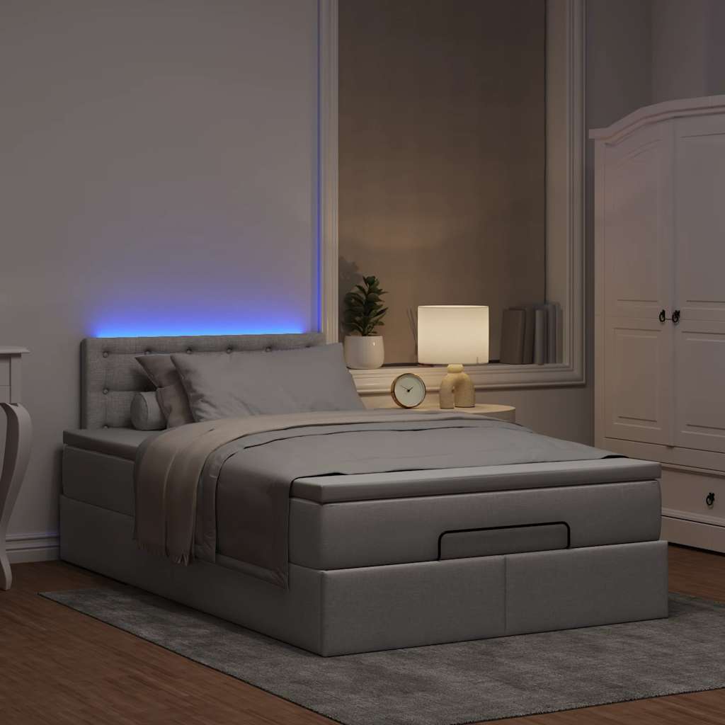 vidaXL Bed poef met matras en LED's 120x190 cm stof taupe, foto 2