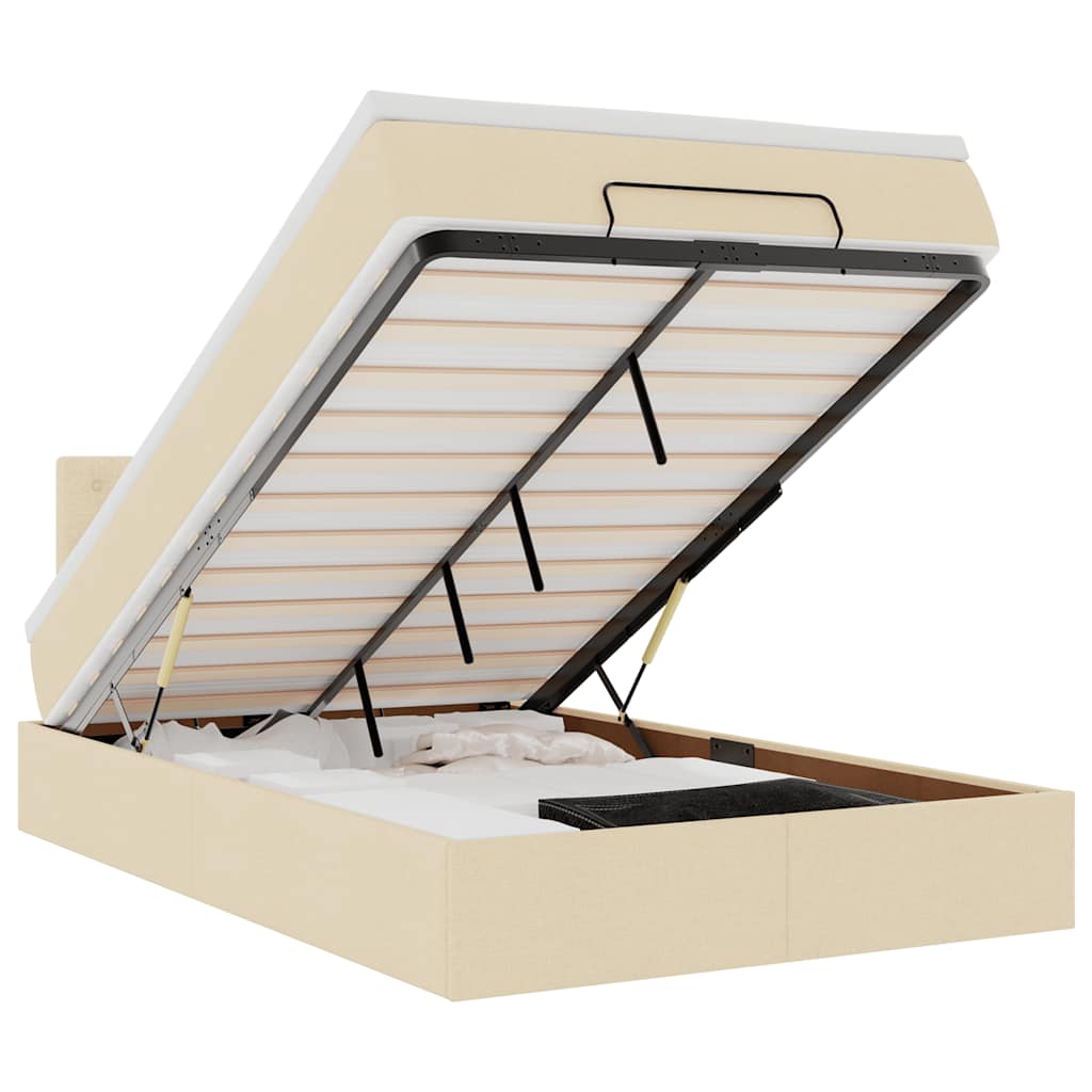 Thumbnail - vidaXL Ottoman-Bett mit Matratze & LEDs Creme 120x200 cm Stoff