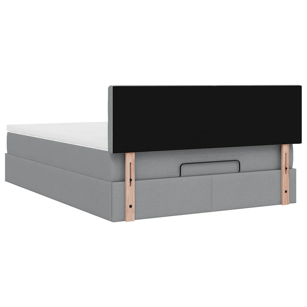 Łóżko Ottoman z materacem i diodami LED Jasnoszary 140x190 cm