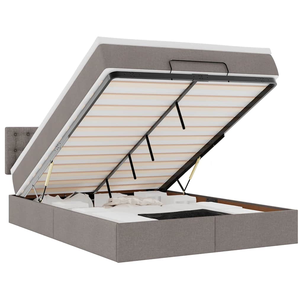 vidaXL Osmanská postel s matrací & LED Taupe 140x190 cm Látka