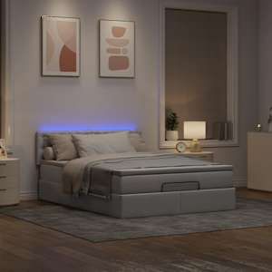 Osmanská postel s matrací & LED Taupe 140x190 cm Látka - obrázek 3
