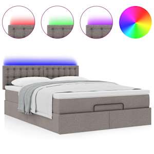 Osmanská postel s matrací & LED Taupe 140x190 cm Látka - obrázek 5