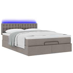 Osmanská postel s matrací & LED Taupe 140x190 cm Látka - obrázek 6