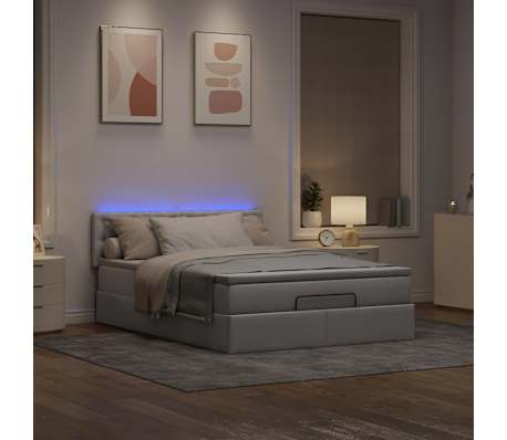 vidaXL Lit ottoman avec matelas et LED taupe 140x200 cm tissu