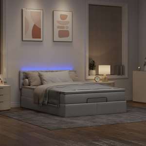 vidaXL Lit ottoman avec matelas et LED taupe 140x200 cm tissu