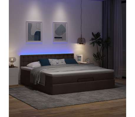 VidaXL Cadre de lit ottoman avec matelas marron fonc&eacute; 160x200 cm tissu