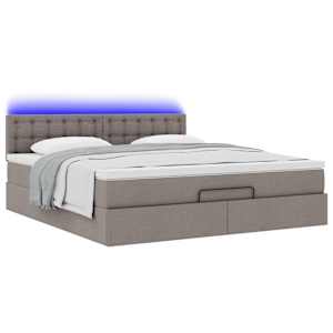 Osmanská postel s matrací & LED taupe 180x200cm látka - obrázek 6