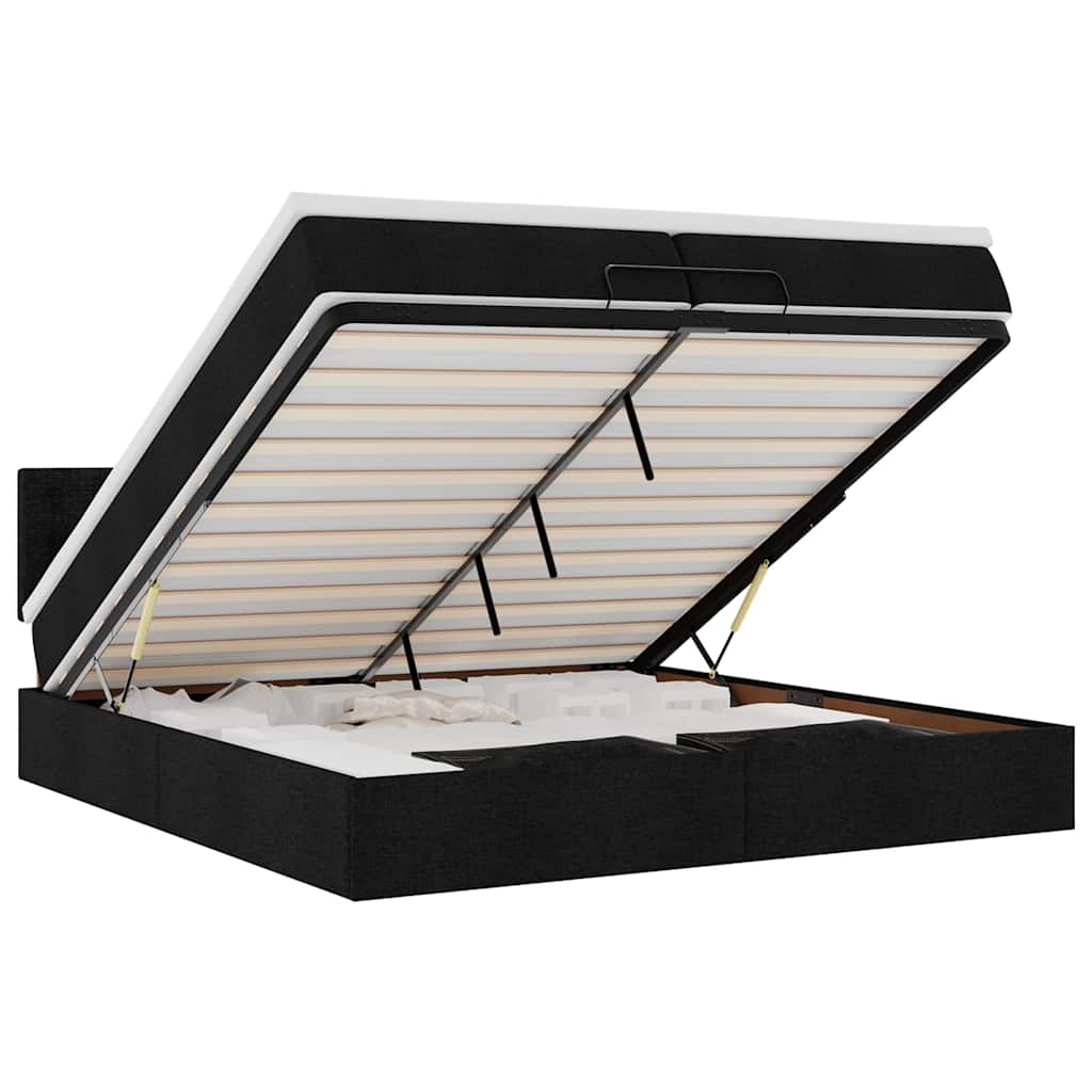 Thumbnail - vidaXL Ottoman-Bett mit Matratzen & LEDs Schwarz 200x200 cm Stoff