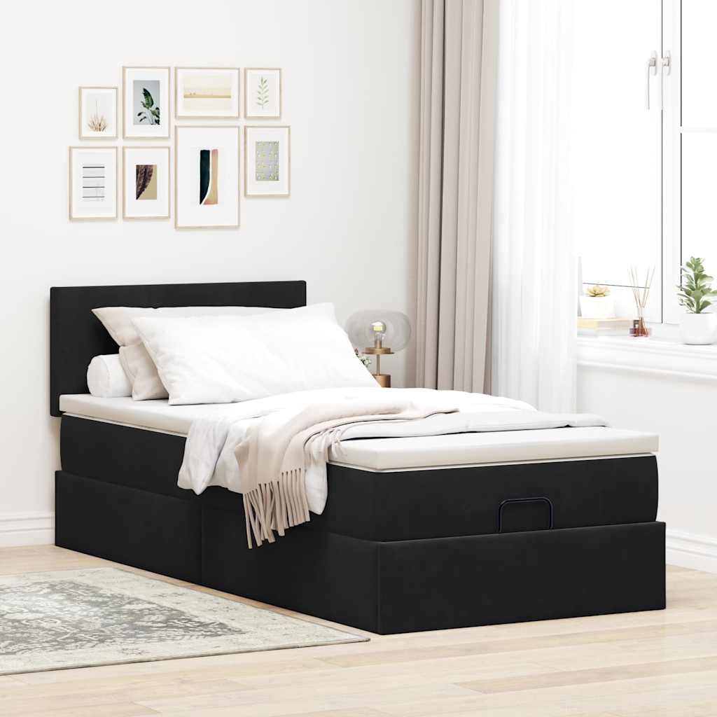 vidaXL Bed poef met matras en LED's 80x200 cm fluweel zwart, foto 4