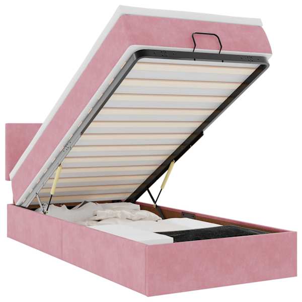vidaXL Ottomani voodi madratsi ja LED, roosa, 80x200cm, samet