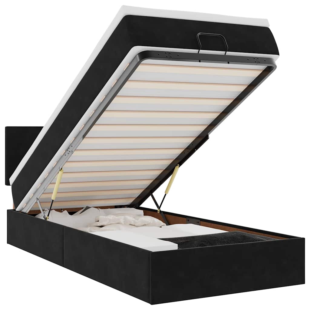 Thumbnail - vidaXL Ottoman-Bett mit Matratze & LEDs Schwarz 90x190 cm Samt