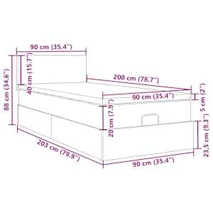 Osmanský rám postele s matrací světle šedá 90x200cm samet - obrázek 15