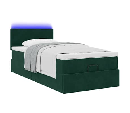 vidaXL Cadre de lit ottoman avec matelas vert fonc&eacute; 100x200 cm velours