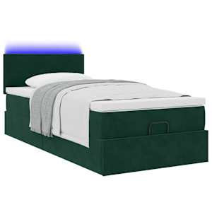 vidaXL Cadre de lit ottoman avec matelas vert fonc&eacute; 100x200 cm velours
