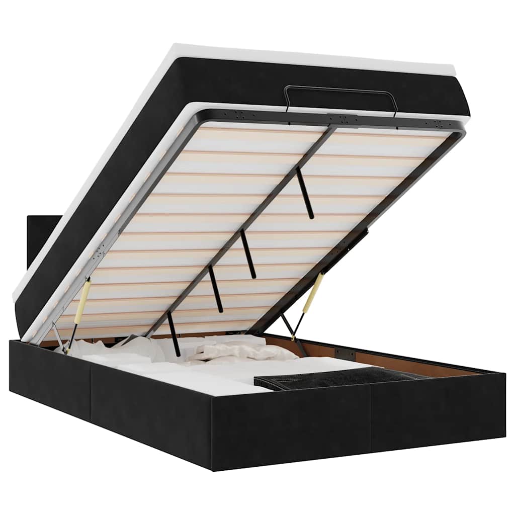 Thumbnail - vidaXL Ottoman-Bett mit Matratze & LEDs Schwarz 120x200 cm Samt