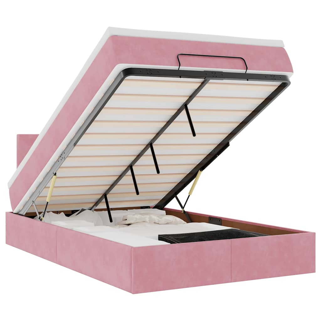 Thumbnail - vidaXL Ottoman-Bett mit Matratze & LEDs Rosa 120x200 cm Samt