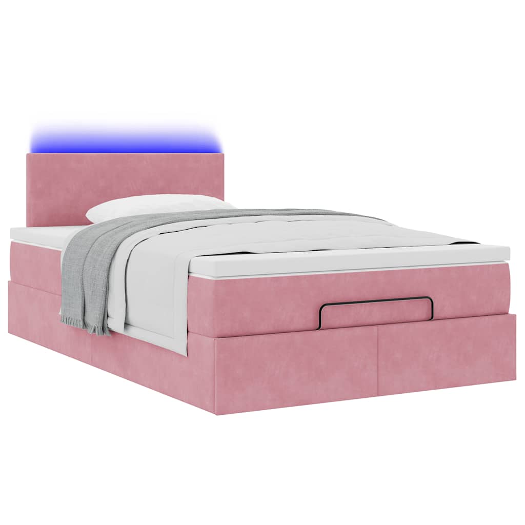Thumbnail - vidaXL Ottoman-Bett mit Matratze & LEDs Rosa 120x200 cm Samt