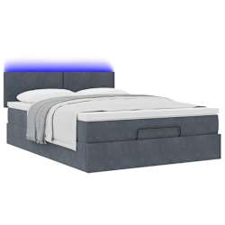 vidaXL Ottoman-Bett mit Matratze & LEDs Dunkelgrau 140x190 cm Samt