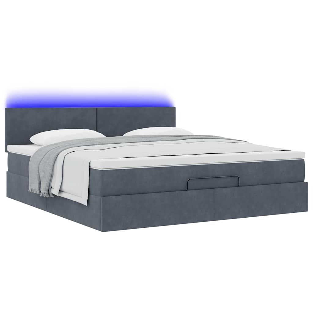 Thumbnail - vidaXL Ottoman-Bett mit Matratze & LEDs Dunkelgrau 160x200 cm Samt